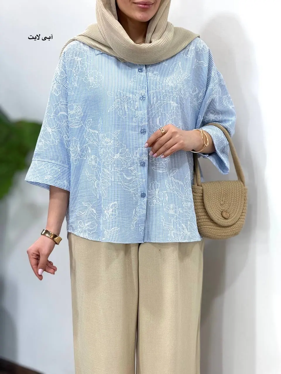 تونیک لینن گلدوزی کارینا